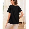 Lovasy Womens Pajama Tops Short Sleeve V-Neck Sleep Shirt Soft Casual T-Shirt Sleepwear Blouse S-3XL(Black)