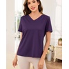 Lovasy Womens Pajama Tops Short Sleeve V-Neck Sleep Shirt Soft Casual T-Shirt Sleepwear Blouse S-3XL(Eggplant)