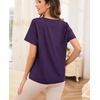 Lovasy Womens Pajama Tops Short Sleeve V-Neck Sleep Shirt Soft Casual T-Shirt Sleepwear Blouse S-3XL(Eggplant)