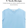 Lovasy Womens Pajama Tops Short Sleeve V-Neck Sleep Shirt Soft Casual T-Shirt Sleepwear Blouse S-3XL(Light Blue)