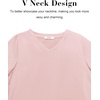 Lovasy Womens Pajama Tops Short Sleeve V-Neck Sleep Shirt Soft Casual T-Shirt Sleepwear Blouse S-3XL(Light Pink & Light Blue)