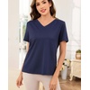 Lovasy Womens Pajama Tops Short Sleeve V-Neck Sleep Shirt Soft Casual T-Shirt Sleepwear Blouse S-3XL(Navy Blue)