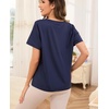 Lovasy Womens Pajama Tops Short Sleeve V-Neck Sleep Shirt Soft Casual T-Shirt Sleepwear Blouse S-3XL(Navy Blue)