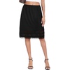 Lovasy Half Slips for Women Under Dresses Satin Slip Skirt Lace Long Anti Static Underskirt S-3XL(Black)
