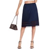 Lovasy Half Slips for Women Under Dresses Satin Slip Skirt Lace Long Anti Static Underskirt S-3XL(Navy Blue)