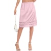 Lovasy Half Slips for Women Under Dresses Satin Slip Skirt Lace Long Anti Static Underskirt S-3XL(Rose Pink)