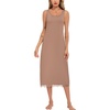Lovasy Full Slip for Women Under Dress Wide Straps Long Slips Dresses Lace Sleeveless Tank Nightgown Sleepwear S-3XL(Coffee)