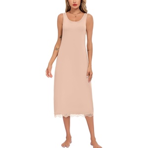 Lovasy Full Slip for Women Under Dress Wide Straps Long Slips Dresses Lace Sleeveless Tank Nightgown Sleepwear S-3XL(Nude)