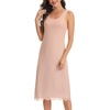 Lovasy Womens Full Slips Long Tank Tops Slip Dress with Lace Trim S-3XL | Basic Wide Straps Slip for Women Under Dresses,Sleeveless Nightgown,Modal Fabric,Soft,Anti-static,Lightweight,Breathable(Camel)