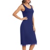 Lovasy Womens Full Slips Long Tank Tops Slip Dress with Lace Trim S-3XL | Basic Wide Straps Slip for Women Under Dresses,Sleeveless Nightgown,Modal Fabric,Soft,Anti-static,Lightweight,Breathable(Navy Blue)