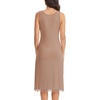 Lovasy Womens Full Slips Long Tank Tops Slip Dress with Lace Trim S-3XL | Basic Wide Straps Slip for Women Under Dresses,Sleeveless Nightgown,Modal Fabric,Soft,Anti-static,Lightweight,Breathable(Coffee)