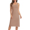 Lovasy Womens Full Slips Long Tank Tops Slip Dress with Lace Trim S-3XL | Basic Wide Straps Slip for Women Under Dresses,Sleeveless Nightgown,Modal Fabric,Soft,Anti-static,Lightweight,Breathable(Coffee)