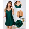 Lovasy 2 Pack Silk Nightgown for Women Lingerie S-XXL | Satin Nightgown,Sexy Lace V Neck Lingerie Dress,Adjustable Straps Slips,Cami Sleepwear,Mini Dresses(Dark Green & Red)
