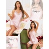 Lovasy 2 Pack Silk Nightgown for Women Lingerie S-XXL | Satin Nightgown,Sexy Lace V Neck Lingerie Dress,Adjustable Straps Slips,Cami Sleepwear,Mini Dresses(Rose Pink & White)
