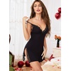 Lovasy Sexy Lingerie for Women Lace V Neck Babydoll Dress S-XXL | Side Slits Sexy Babydoll Lingerie,Adjustable Straps Nightgown,Cami Slip Dress,Chemise,Cosplay Party,Date Night Outfit(Black)