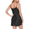Lovasy Women Satin Nightgown Sexy Lingerie Slip Dress S-XXL | Silk Sleepwear,V Neck Negligee Nightie,Adjustable Straps Mini Nightdress(Black)