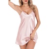 Lovasy Women Satin Nightgown Sexy Lingerie Slip Dress S-XXL | Silk Sleepwear,V Neck Negligee Nightie,Adjustable Straps Mini Nightdress(Pink)