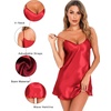 Lovasy Women Satin Nightgown Sexy Lingerie Slip Dress S-XXL | Silk Sleepwear,V Neck Negligee Nightie,Adjustable Straps Mini Nightdress(Red)