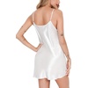 Lovasy Women Satin Nightgown Sexy Lingerie Slip Dress S-XXL | Silk Sleepwear,V Neck Negligee Nightie,Adjustable Straps Mini Nightdress(White)