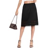 Lovasy Satin Half Slips for Women Under Dress Lace Underskirt S-3XL | Silky Long Slips Skirt,Anti-chafing,Anti Static Underskirt,Knee Length Underdress(Black)