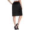 Lovasy Satin Half Slips for Women Under Dress Lace Underskirt S-3XL | Silky Long Slips Skirt,Anti-chafing,Anti Static Underskirt,Knee Length Underdress(Black)