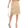 Lovasy Satin Half Slips for Women Under Dress Lace Underskirt S-3XL | Silky Long Slips Skirt,Anti-chafing,Anti Static Underskirt,Knee Length Underdress(Deep Champagne)