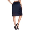 Lovasy Satin Half Slips for Women Under Dress Lace Underskirt S-3XL | Silky Long Slips Skirt,Anti-chafing,Anti Static Underskirt,Knee Length Underdress(Navy Blue)