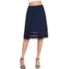 Lovasy Satin Half Slips for Women Under Dress Lace Underskirt S-3XL | Silky Long Slips Skirt,Anti-chafing,Anti Static Underskirt,Knee Length Underdress(Navy Blue)