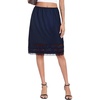 Lovasy Satin Half Slips for Women Under Dress Lace Underskirt S-3XL | Silky Long Slips Skirt,Anti-chafing,Anti Static Underskirt,Knee Length Underdress(Navy Blue)