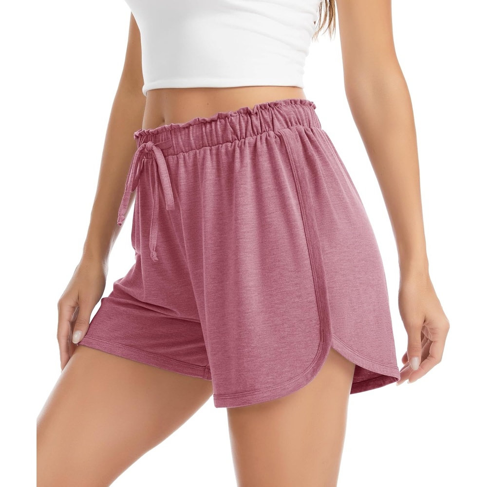 image:imageLovasy Womens Casual Shorts Summer Pajamas Bottom S2XL CottonHigh WaistSide SlitSoftBreathableSleepLoungeSportsComfy ShortsWine Red