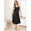 Lovasy Sexy Nightgown for Women Satin Lace V Neck Lingerie S-XXL | Long Lingerie Dress,Silk Nightdress,Cami Slip,Wedding,Bridal Party,Home,Sleep Wear(Black)