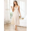 Lovasy Sexy Nightgown for Women Satin Lace V Neck Lingerie S-XXL | Long Lingerie Dress,Silk Nightdress,Cami Slip,Wedding,Bridal Party,Home,Sleep Wear(Champagne)