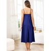 Lovasy Sexy Nightgown for Women Satin Lace V Neck Lingerie S-XXL | Long Lingerie Dress,Silk Nightdress,Cami Slip,Wedding,Bridal Party,Home,Sleep Wear(Dark Blue)