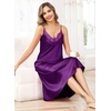 Lovasy Sexy Nightgown for Women Satin Lace V Neck Lingerie S-XXL | Long Lingerie Dress,Silk Nightdress,Cami Slip,Wedding,Bridal Party,Home,Sleep Wear(Dark Purple)