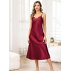 Lovasy Sexy Nightgown for Women Satin Lace V Neck Lingerie S-XXL | Long Lingerie Dress,Silk Nightdress,Cami Slip,Wedding,Bridal Party,Home,Sleep Wear(Purplish Red)