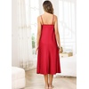 Lovasy Sexy Nightgown for Women Satin Lace V Neck Lingerie S-XXL | Long Lingerie Dress,Silk Nightdress,Cami Slip,Wedding,Bridal Party,Home,Sleep Wear(Red)