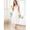 Lovasy Sexy Nightgown for Women Satin Lace V Neck Lingerie S-XXL | Long Lingerie Dress,Silk Nightdress,Cami Slip,Wedding,Bridal Party,Home,Sleep Wear(White)