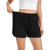 Lovasy Womens Casual Shorts Summer Pajamas Bottom S-2XL | Cotton,High Waist,Side Slit,Soft,Breathable,Sleep,Lounge,Sports,Comfy Shorts(Black)