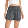 Lovasy Womens Casual Shorts Summer Pajamas Bottom S-2XL | Cotton,High Waist,Side Slit,Soft,Breathable,Sleep,Lounge,Sports,Comfy Shorts(Dark Gray)
