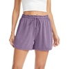 Lovasy Womens Casual Shorts Summer Pajamas Bottom S-2XL | Cotton,High Waist,Side Slit,Soft,Breathable,Sleep,Lounge,Sports,Comfy Shorts(Dark Purple)