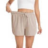 Lovasy Womens Casual Shorts Summer Pajamas Bottom S-2XL | Cotton,High Waist,Side Slit,Soft,Breathable,Sleep,Lounge,Sports,Comfy Shorts(Khaki)
