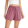 Lovasy Womens Casual Shorts Summer Pajamas Bottom S-2XL | Cotton,High Waist,Side Slit,Soft,Breathable,Sleep,Lounge,Sports,Comfy Shorts(Wine Red)