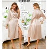 Lovasy Womens Silk Robe Satin Long Bride Robes with Pockets | Silky Kimono Bathrobe,Lightweight,Long Sleeve,Bridesmaid Bridal Robe,Sleepwear(Deep Champagne)