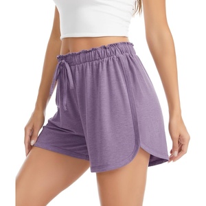 Lovasy Womens Casual Shorts Summer Pajamas Bottom S-2XL | Cotton,High Waist,Side Slit,Soft,Breathable,Sleep,Lounge,Sports,Comfy Shorts(Dark Purple)