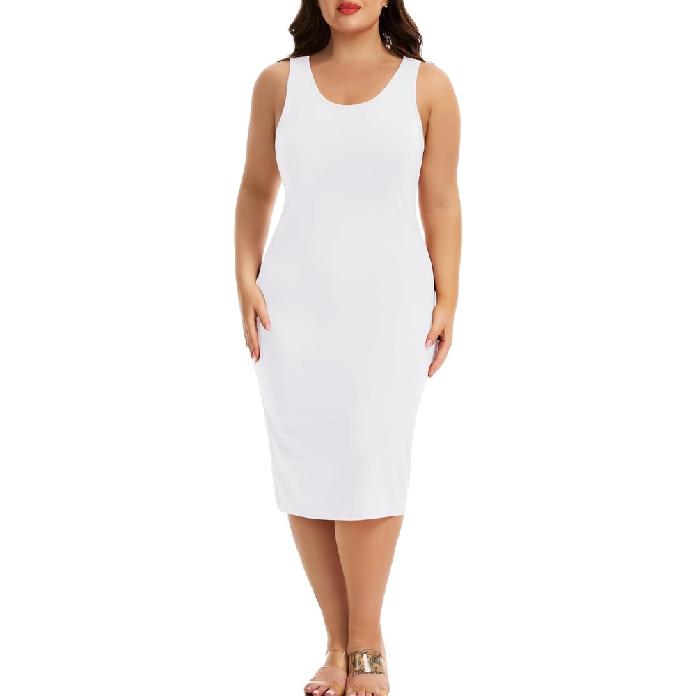 image:imageLovasy Womens Plus Size Full Slip Wide Straps Under Dress 1XL5XLWhite