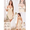 Lovasy Womens Sexy Slip Nightgown V Neck Slips Dress S-3XL(Beige)