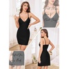 Lovasy Womens Sexy Slip Nightgown V Neck Slips Dress S-3XL(Black)