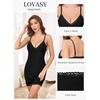 Lovasy Womens Sexy Slip Nightgown V Neck Slips Dress S-3XL(Black)