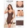 Lovasy Womens Sexy Slip Nightgown V Neck Slips Dress S-3XL(Coffee)
