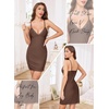 Lovasy Womens Sexy Slip Nightgown V Neck Slips Dress S-3XL(Coffee)